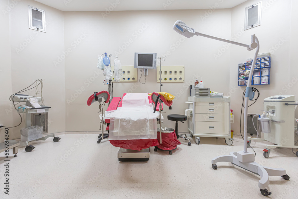 Obsetric Room Gynecology in the clinic gynecology room, interior of the genicology ...