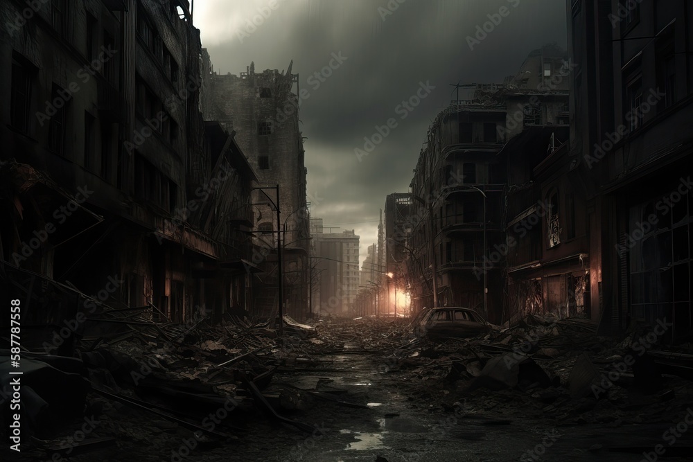 Gritty Cinematic Apocalypse Dark Urban Fantasy City Uncovered - Generative AI	