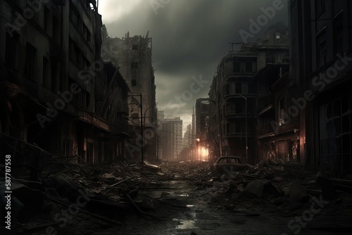 Gritty Cinematic Apocalypse Dark Urban Fantasy City Uncovered - Generative AI 