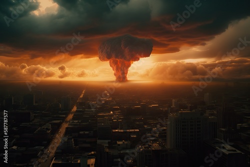 Nuclear Explosion in City Catastrophe Captured - Generative AI 
