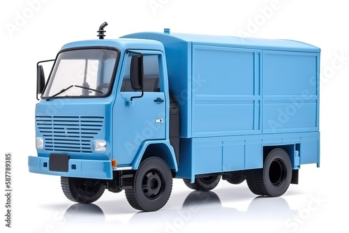 blue toy truck on a white background. Generative AI