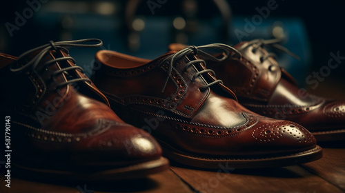 Men's shoes in a shop.generative ai © S...