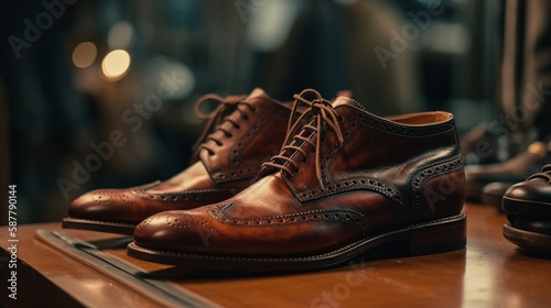 Men's shoes in a shop.generative ai