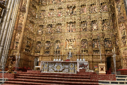 Cathedral of Seville, Spain, Gothic, in 1988 it entered the Guinness Book of Records for being the with the largest area in the world. photo