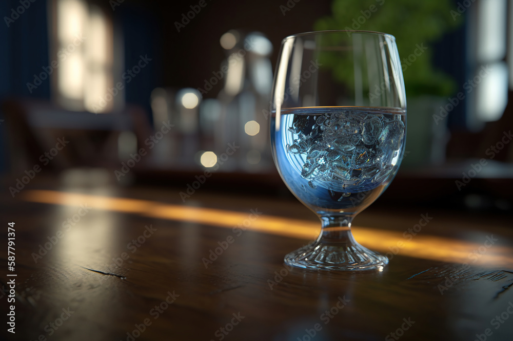 glass filled with a drink sitting on top of a table. Generative Ai glass filled with a drink sitting on top of a table. Generative Ai