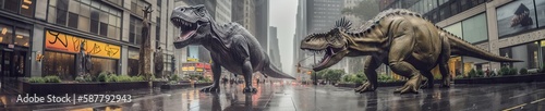 tyrannosaurus rex dinosaurs rampaging in NYC © Brian