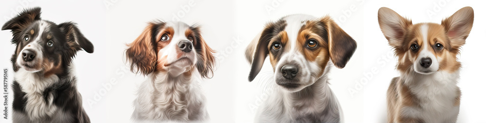 portrait of a row of cute puppies, ai generated portrait of a row of cute puppies, ai generated