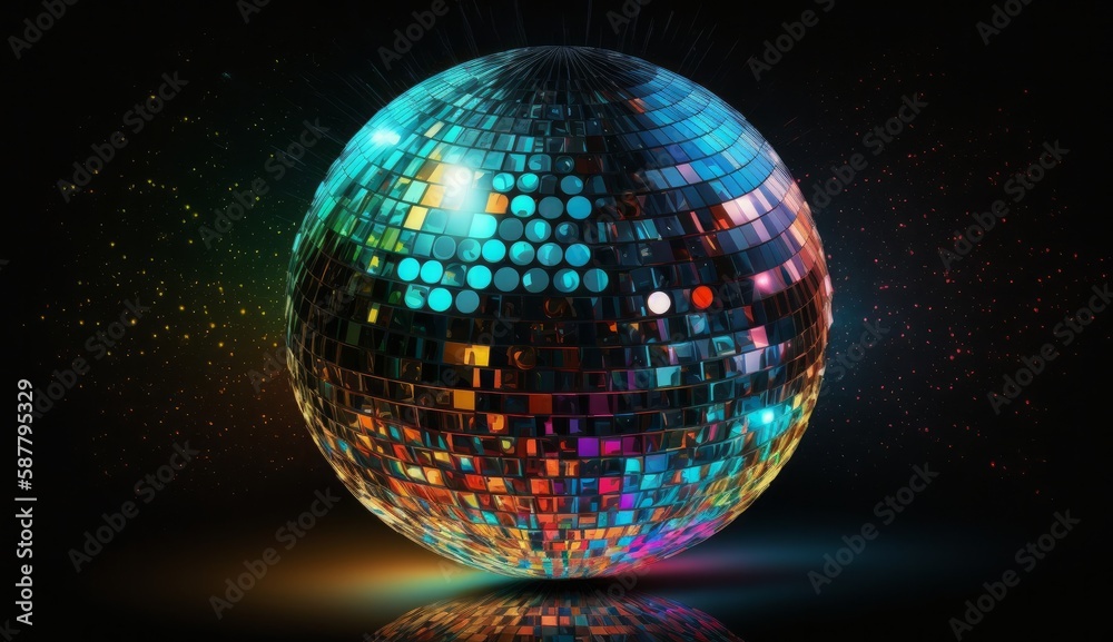 Obraz premium Discoball with lights. Generative ai