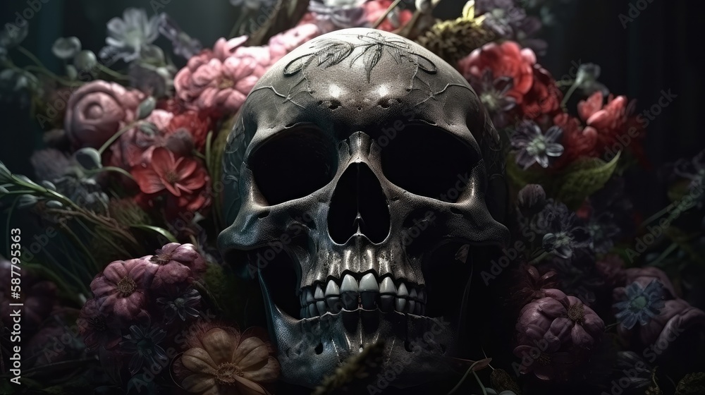 Skull made of roses Generative AI Skull made of roses Generative AI