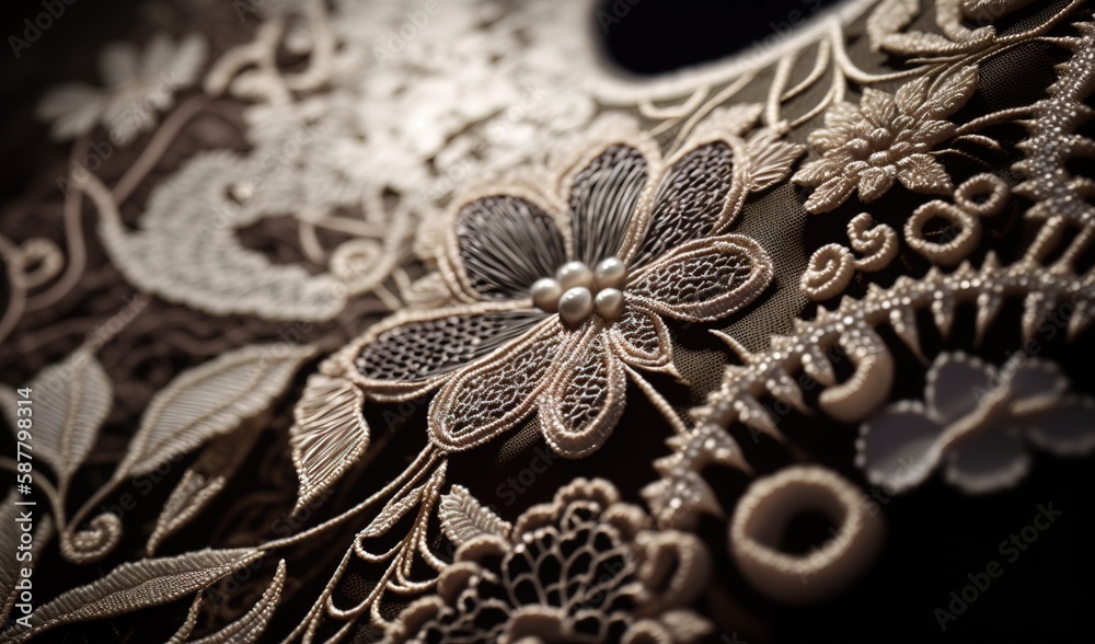 a close up of a piece of cloth with flowers on it. generative ai a close up of a piece of cloth with flowers on it. generative ai