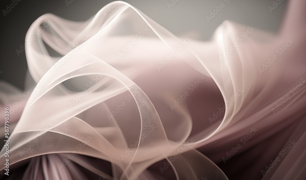  a blurry photo of a white and pink object with a black background.  generative ai