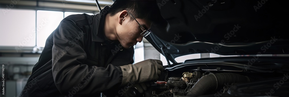 Auto mechanic working on car repair Auto mechanic working on car repair