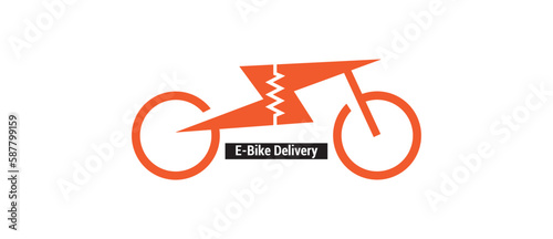 E bike Logo, Electric, Delivery Logo, Thunder, Circle