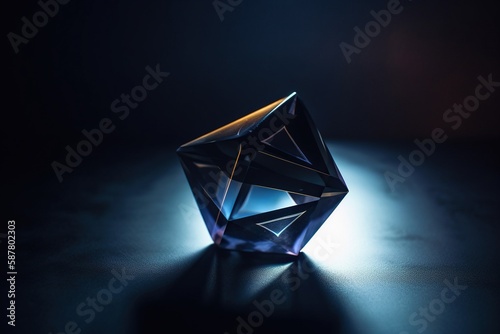 Iridescent Polyhedron with Mesmerizing Glow - Perfect for Design and Art Projects. Generative AI.