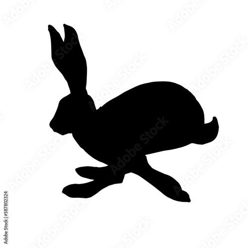 Silhouettes of wild forest animals hares, rabbits.Vector graphics.	