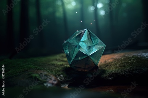 Iridescent Polyhedron with Mesmerizing Glow - Perfect for Design and Art Projects. Generative AI.