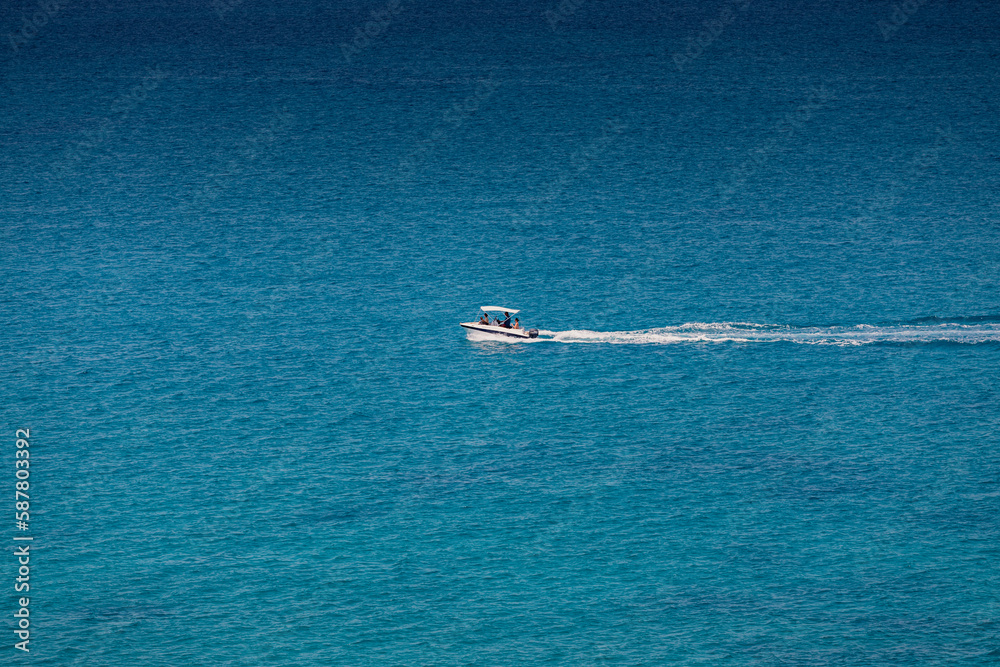 Naklejka premium Speedboat on Mediterranean sea, Corfu, Greece