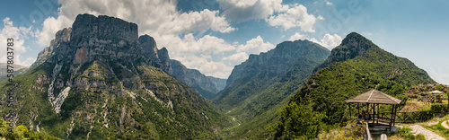 Panorama of beautiful Vikos George in Pindus Mountain (Vikos National Park), Greece