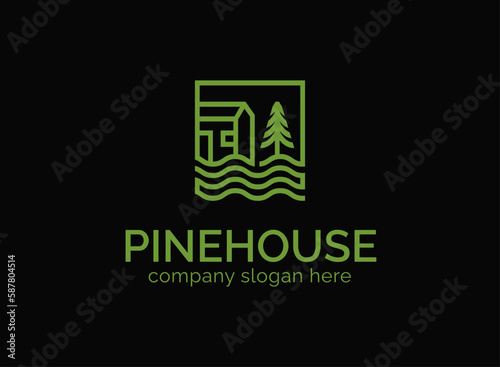 Introducing the Pine House Camping Adventure Logo, the perfect addition to any company's brand. This seamless logo boasts an eye-catching design that incorporates the essence of the great outdoors.