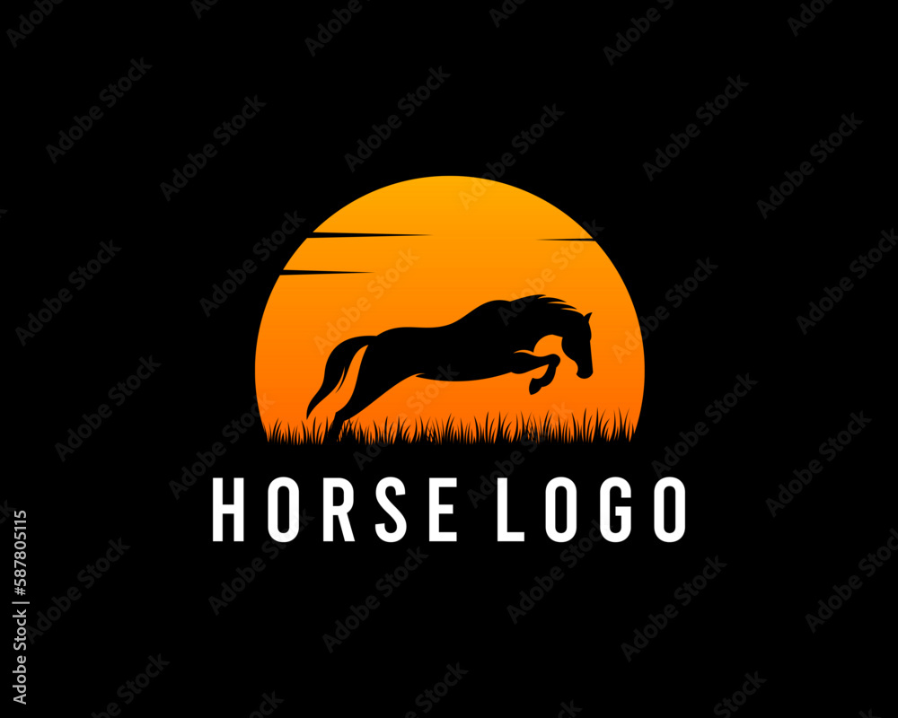 Vector silhouette of rearing horse on full moon background Stock Vector ...