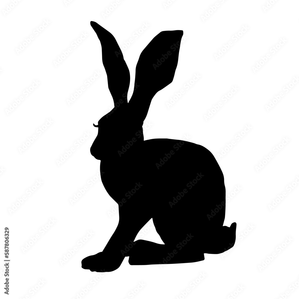 Obraz premium Silhouettes of wild forest animals hares, rabbits.Vector graphics. 
