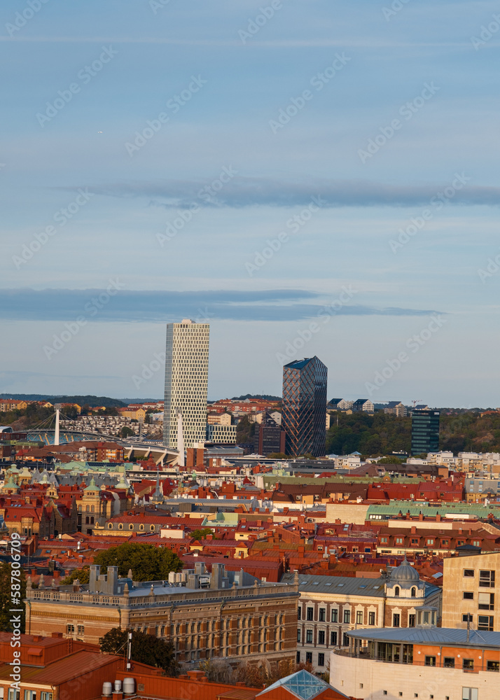 Blend of Modern and classical building, Gothenburg city scape fromtop