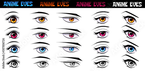 Set of eyes in anime or manga style.