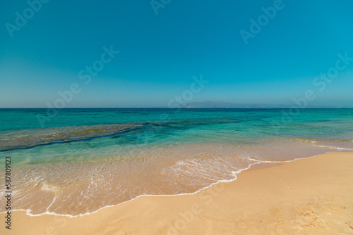 Beautiful empty beach on Naxos Island with turquoise Mediterranean sea  © Piotr