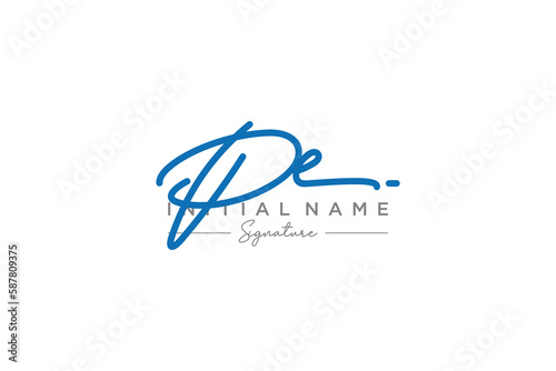 Initial PE signature logo template vector. Hand drawn Calligraphy lettering Vector illustration.