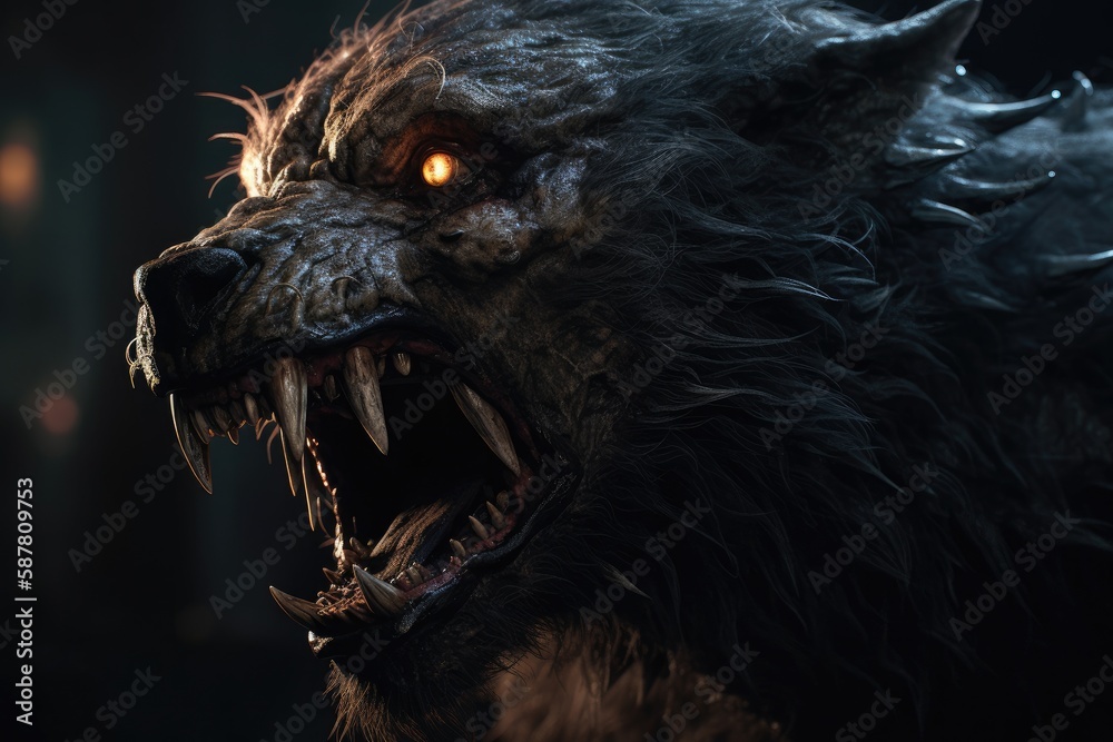 Eerie atmosphere of a werewolf night Generative AI