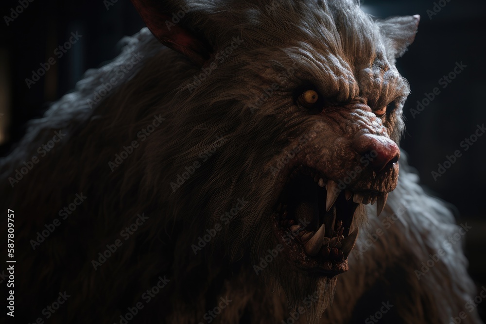Eerie atmosphere of a werewolf night Generative AI Eerie atmosphere of a werewolf night Generative AI