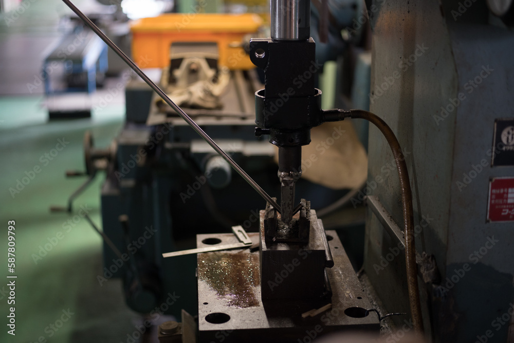 Work of bending the cut material with a press machine
Work of bending the cut material with a press machine
