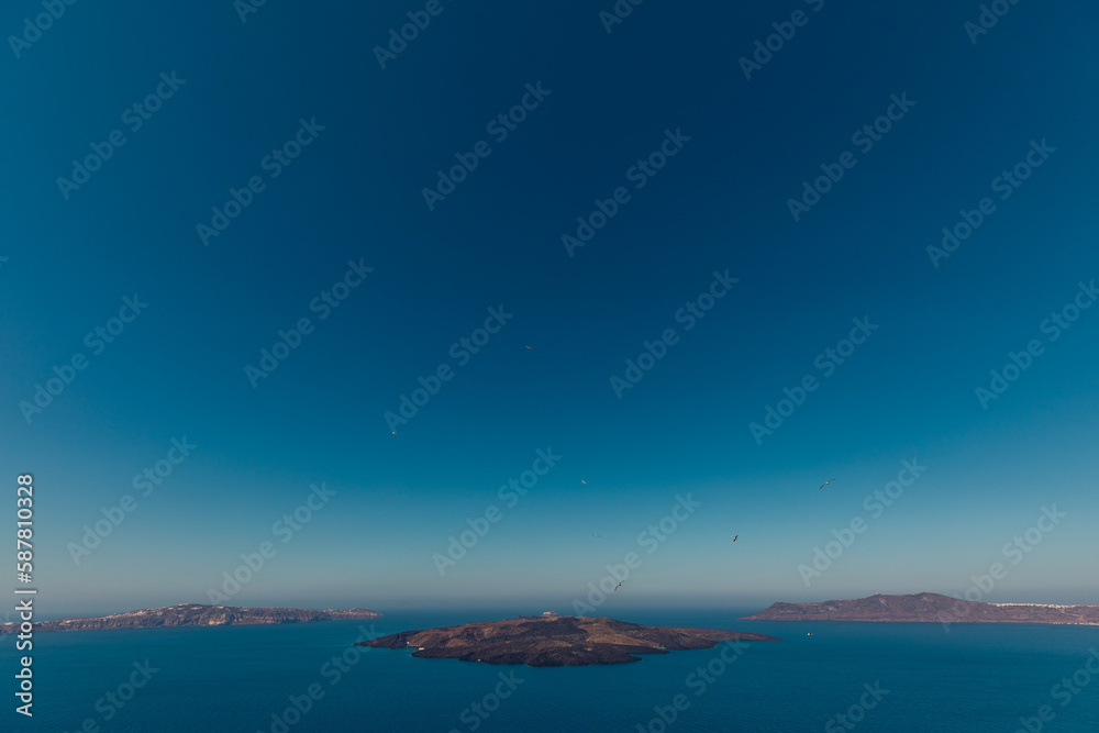 Fototapeta premium Flooded with the sea caldera of Santorini volcano, Greece