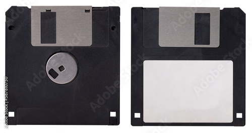 3.5 floppy disks for data storage on an isolated background.