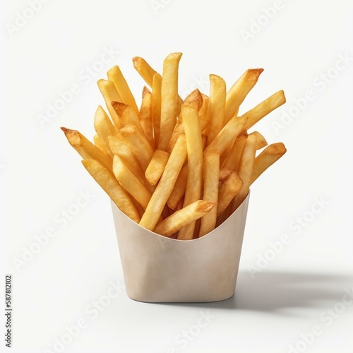 French fries isolated or flying french potato fries. PNG transparency Generative AI