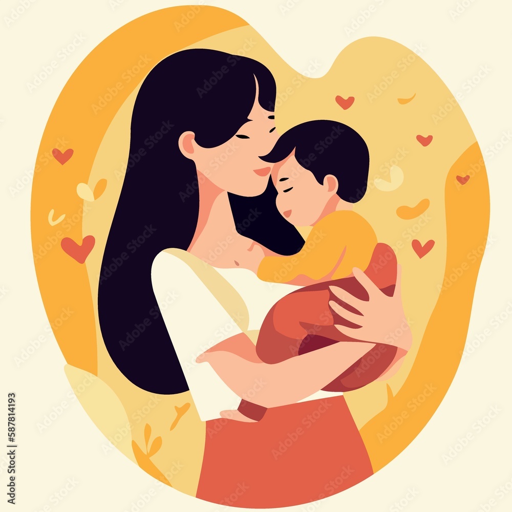Obraz premium mothers day woman holding baby with love created with Generative AI technology