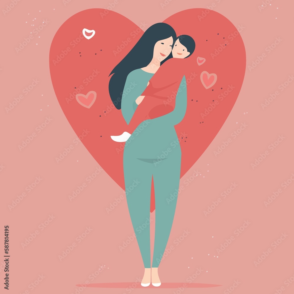 mothers day woman hugging daughter created with Generative AI technology