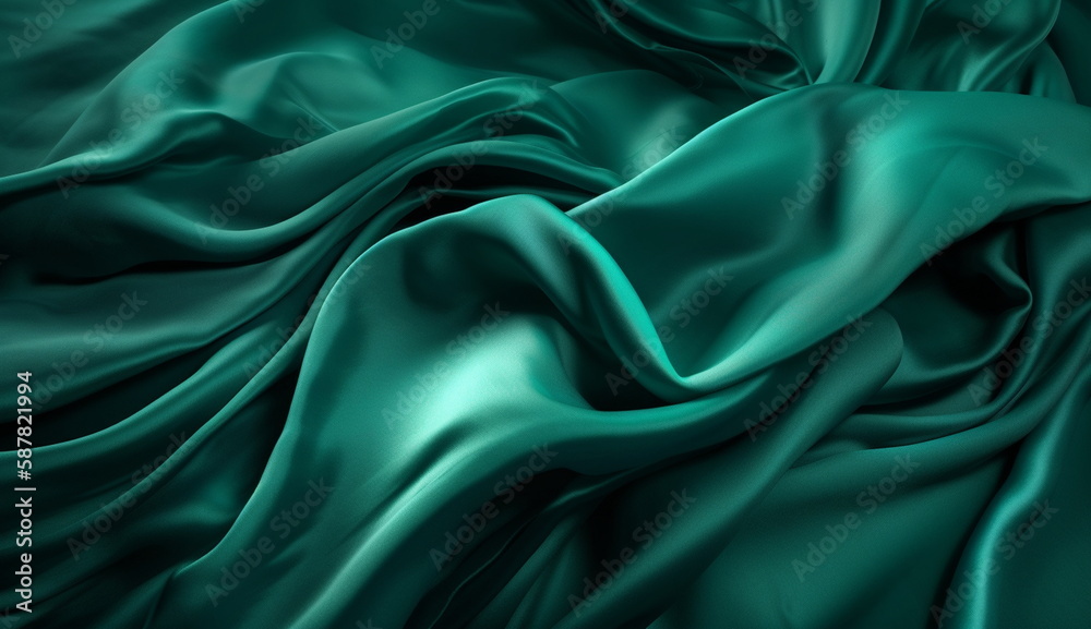 Obraz premium Emerald Green, Silk satin Background. Based on Generative Ai.