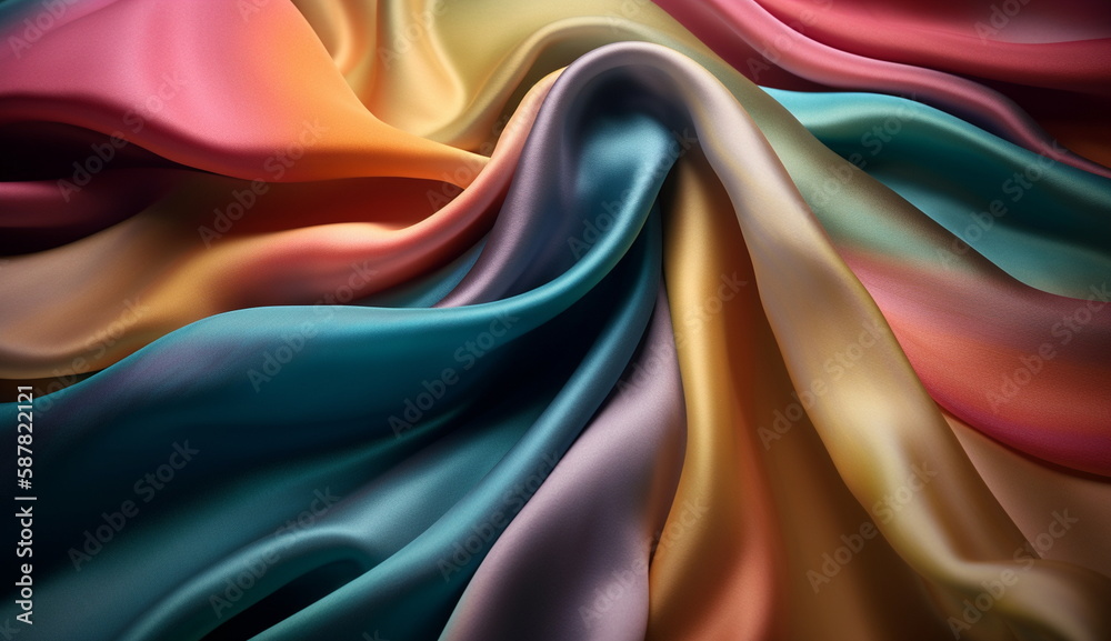 Colorful rainbow, silk satin background. Based on Generative Ai. Colorful rainbow, silk satin background. Based on Generative Ai.