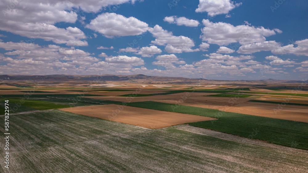 Large agriculture fields in Middle Anatolian region of Turkey.