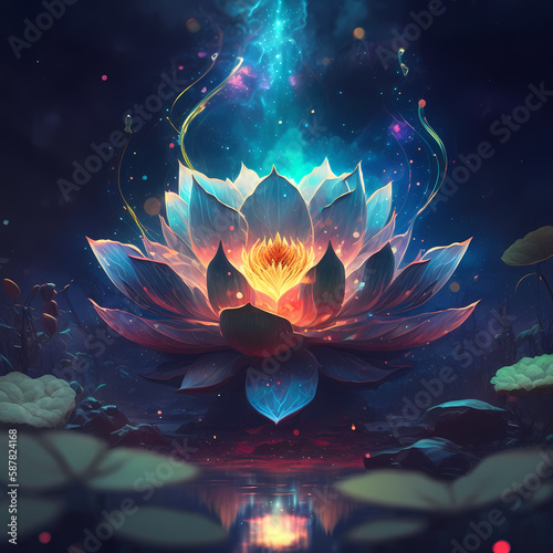 Positivity Meditation Chakra Lotus. Generative AI