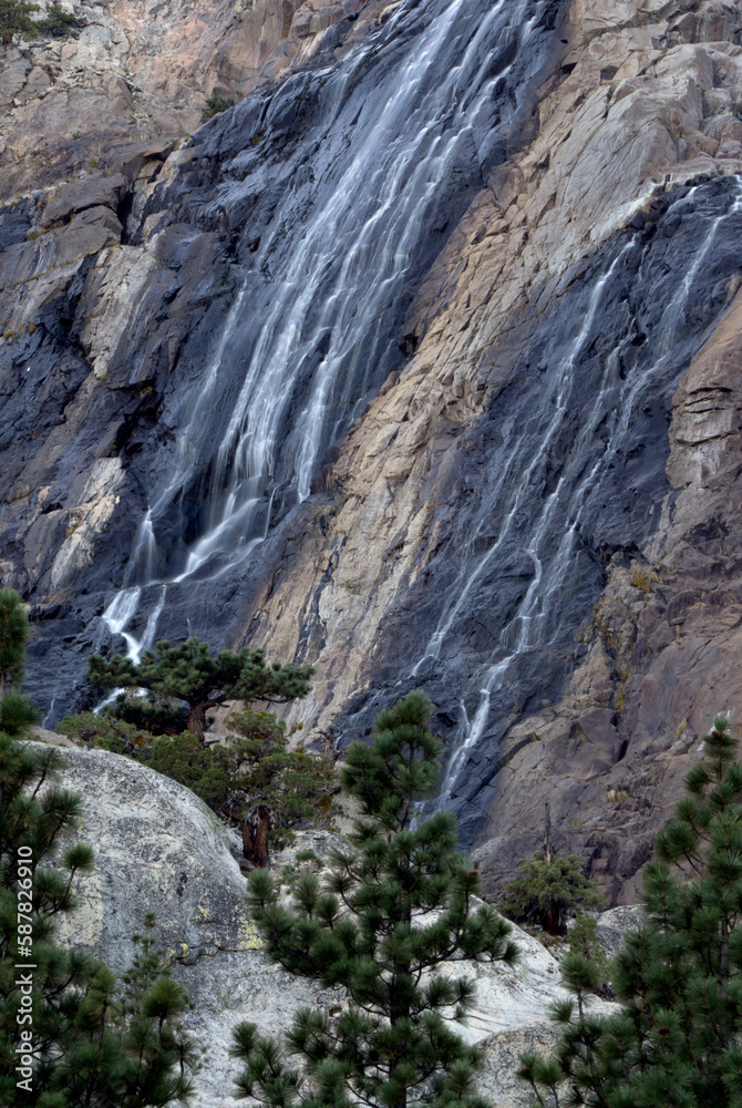 Eastern Sierra Waterfall  with trees (during long drought)