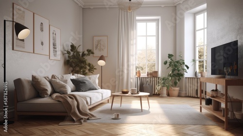 Minimal interior living room, scandinavian style © Enea