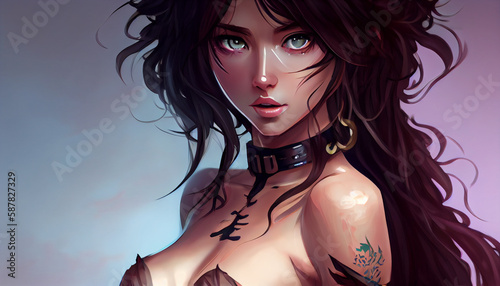 Beautiful anime girl with adorable eyes 