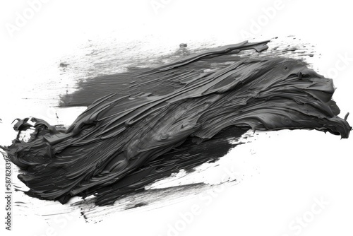 Illustration of black and white paint splatters on a white background. Generative AI
