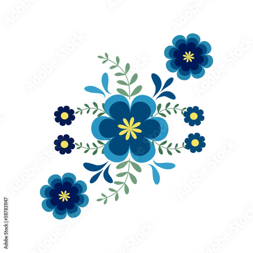 Blue Flowers, Decorations, Vector Designs