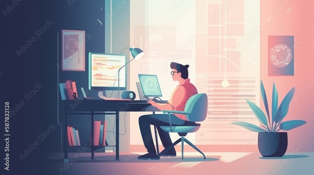 Fototapeta premium Updating the operating system illustration Generative AI