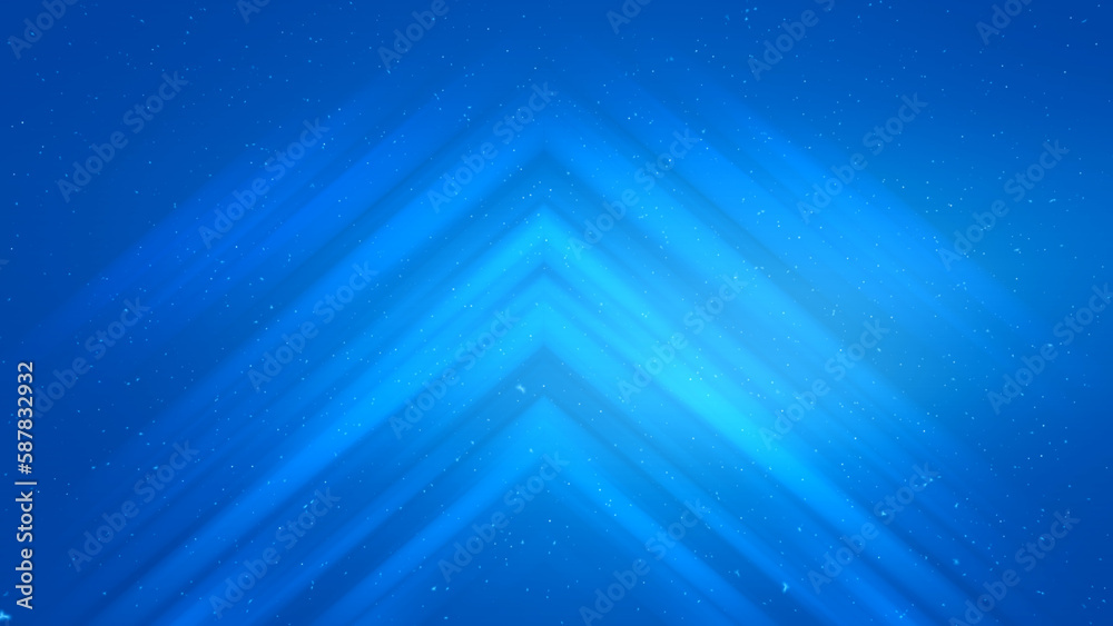 Blue Upward Movement Arrow Background features a blue atmosphere with waves arranged as arrows pointing upward with particles flowing up.