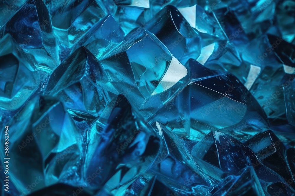 stack of translucent blue glass blocks on a table. Generative AI stack of translucent blue glass blocks on a table. Generative AI