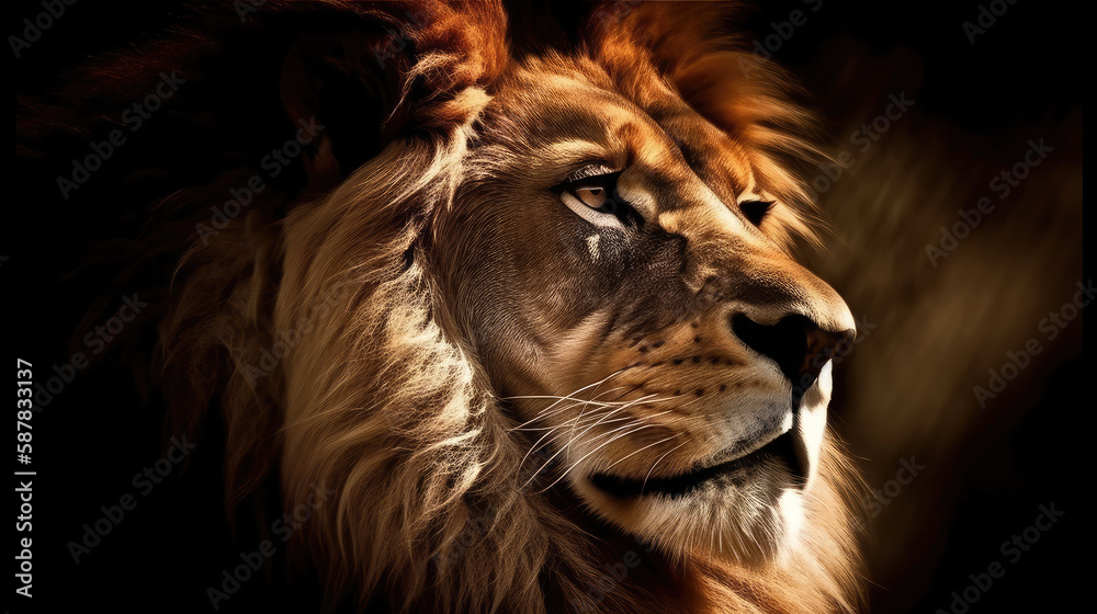 spirit animal majestic lion portrait - by generative ai